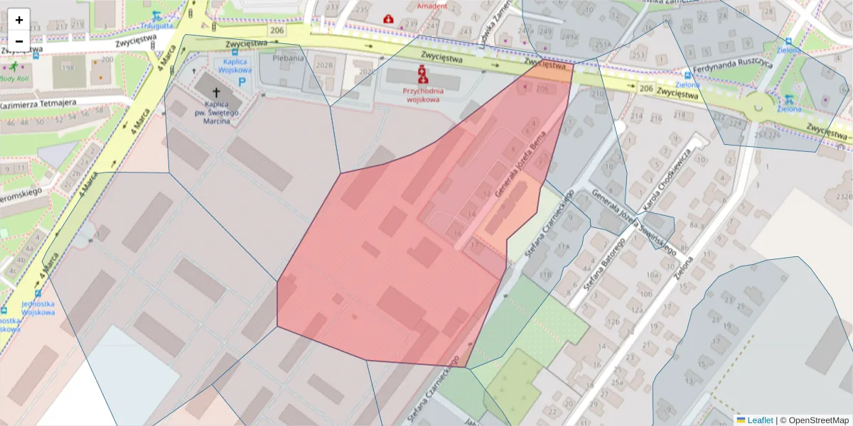 Szczegółowa mapa kodu pocztowego 75-662 z granicami, sąsiednimi kodami pocztowymi i urzędami pocztowymi