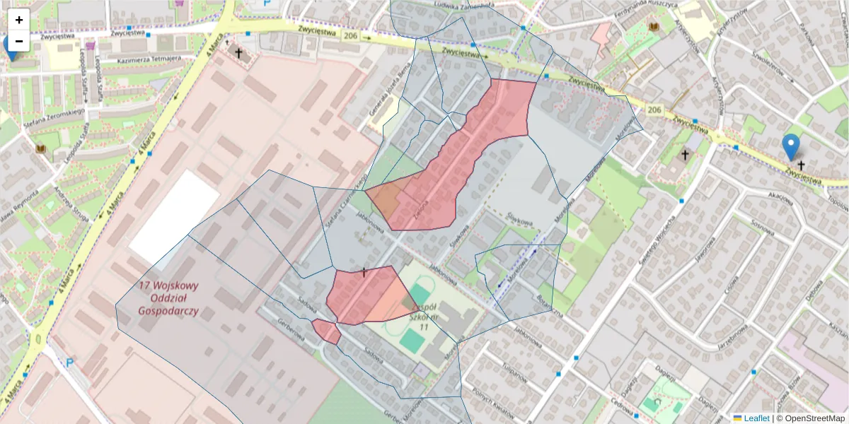 Szczegółowa mapa kodu pocztowego 75-664 z granicami, sąsiednimi kodami pocztowymi i urzędami pocztowymi
