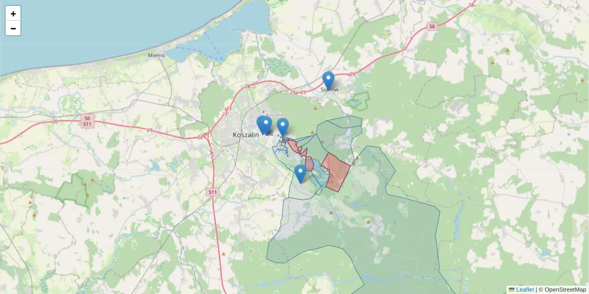 Szczegółowa mapa kodu pocztowego 75-668 z granicami, sąsiednimi kodami pocztowymi i urzędami pocztowymi