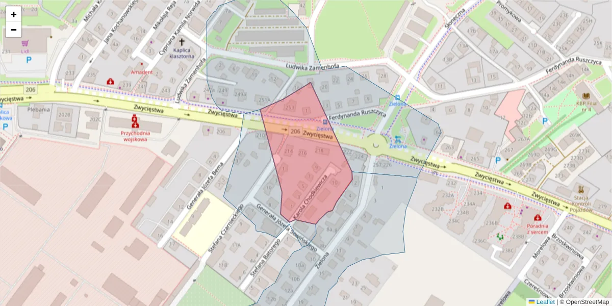 Szczegółowa mapa kodu pocztowego 75-670 z granicami, sąsiednimi kodami pocztowymi i urzędami pocztowymi