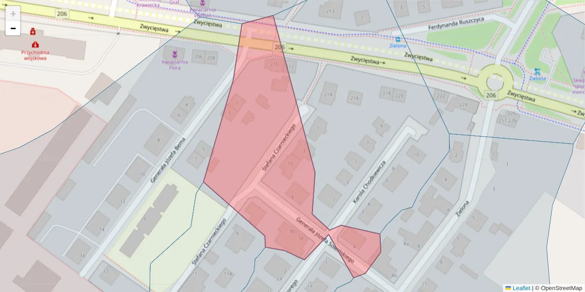 Szczegółowa mapa kodu pocztowego 75-673 z granicami, sąsiednimi kodami pocztowymi i urzędami pocztowymi