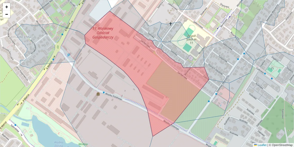 Szczegółowa mapa kodu pocztowego 75-675 z granicami, sąsiednimi kodami pocztowymi i urzędami pocztowymi