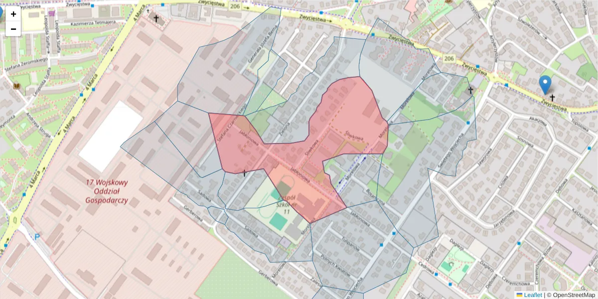 Szczegółowa mapa kodu pocztowego 75-679 z granicami, sąsiednimi kodami pocztowymi i urzędami pocztowymi