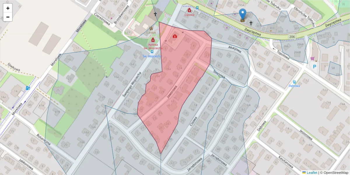 Szczegółowa mapa kodu pocztowego 75-681 z granicami, sąsiednimi kodami pocztowymi i urzędami pocztowymi