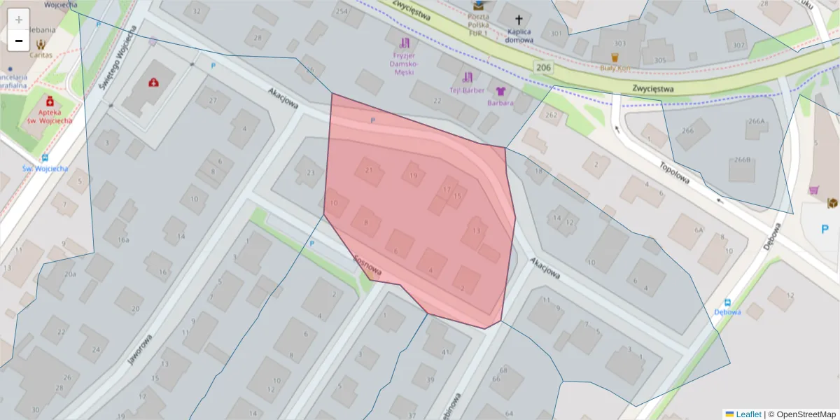 Szczegółowa mapa kodu pocztowego 75-683 z granicami, sąsiednimi kodami pocztowymi i urzędami pocztowymi