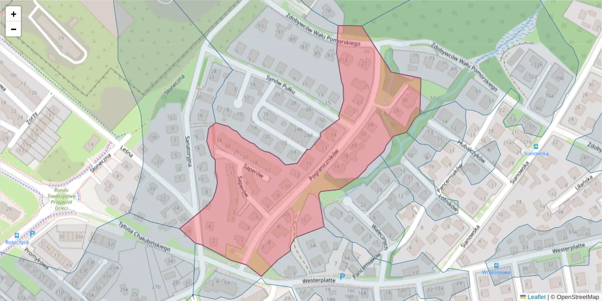 Szczegółowa mapa kodu pocztowego 75-688 z granicami, sąsiednimi kodami pocztowymi i urzędami pocztowymi