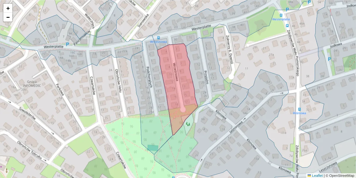 Szczegółowa mapa kodu pocztowego 75-694 z granicami, sąsiednimi kodami pocztowymi i urzędami pocztowymi