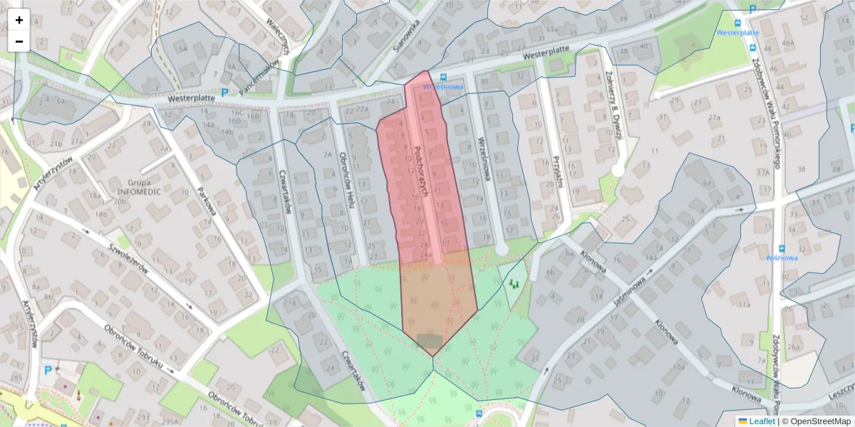 Szczegółowa mapa kodu pocztowego 75-695 z granicami, sąsiednimi kodami pocztowymi i urzędami pocztowymi