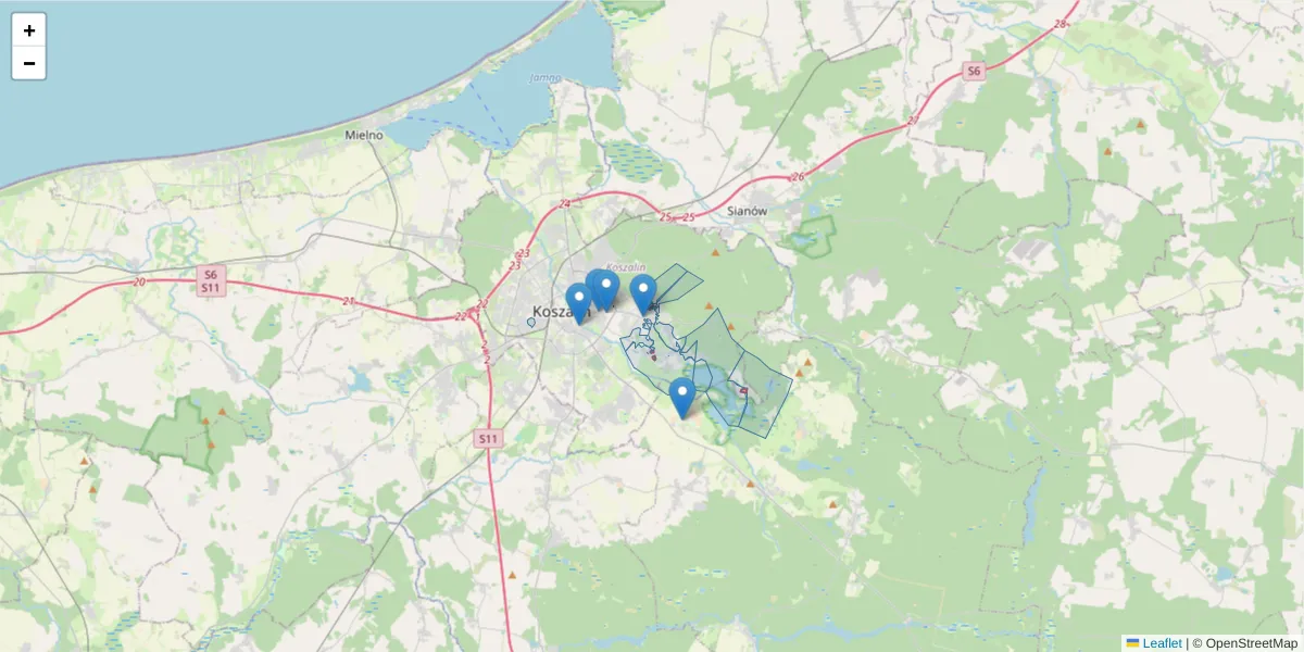 Szczegółowa mapa kodu pocztowego 75-699 z granicami, sąsiednimi kodami pocztowymi i urzędami pocztowymi