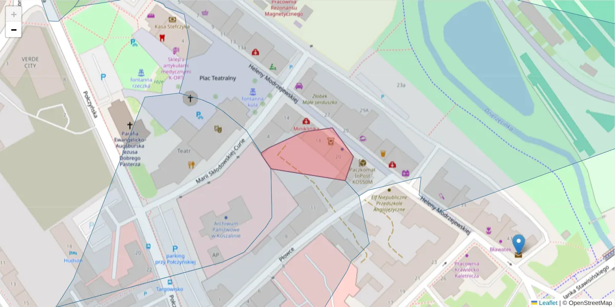 Szczegółowa mapa kodu pocztowego 75-731 z granicami, sąsiednimi kodami pocztowymi i urzędami pocztowymi