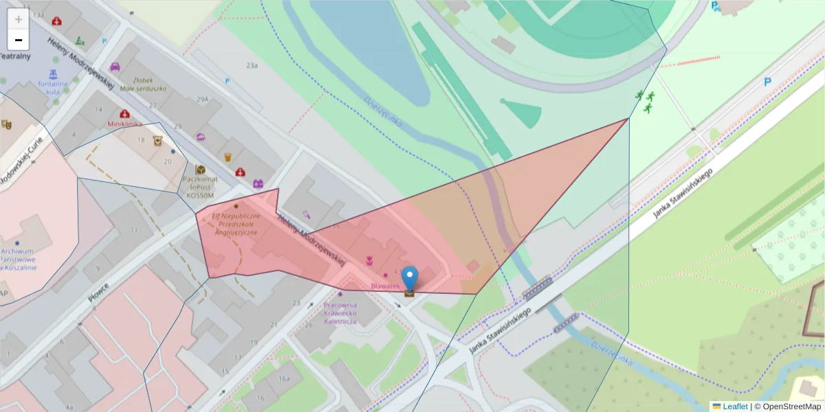 Szczegółowa mapa kodu pocztowego 75-732 z granicami, sąsiednimi kodami pocztowymi i urzędami pocztowymi