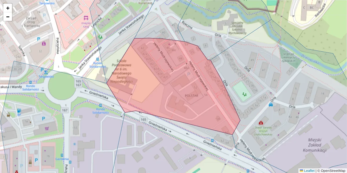 Szczegółowa mapa kodu pocztowego 75-734 z granicami, sąsiednimi kodami pocztowymi i urzędami pocztowymi