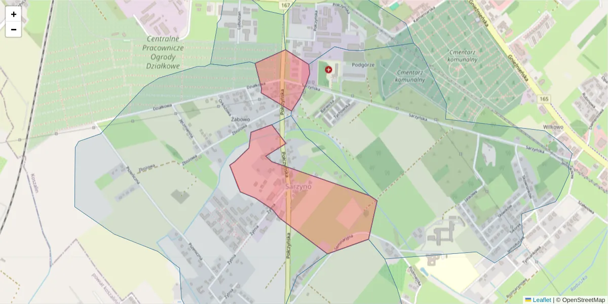 Szczegółowa mapa kodu pocztowego 75-816 z granicami, sąsiednimi kodami pocztowymi i urzędami pocztowymi