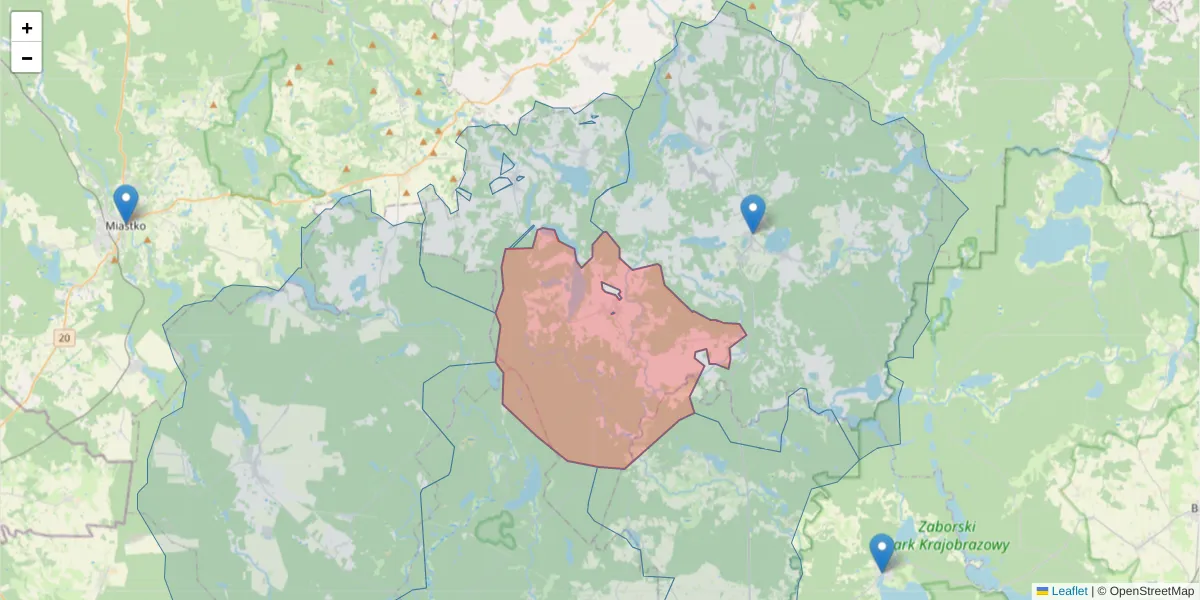 Szczegółowa mapa kodu pocztowego 77-138 z granicami, sąsiednimi kodami pocztowymi i urzędami pocztowymi