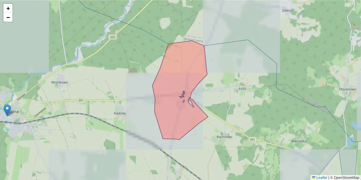 Szczegółowa mapa kodu pocztowego 77-326 z granicami, sąsiednimi kodami pocztowymi i urzędami pocztowymi