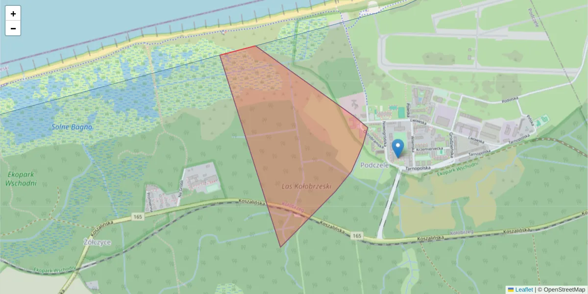 Szczegółowa mapa kodu pocztowego 78-106 z granicami, sąsiednimi kodami pocztowymi i urzędami pocztowymi