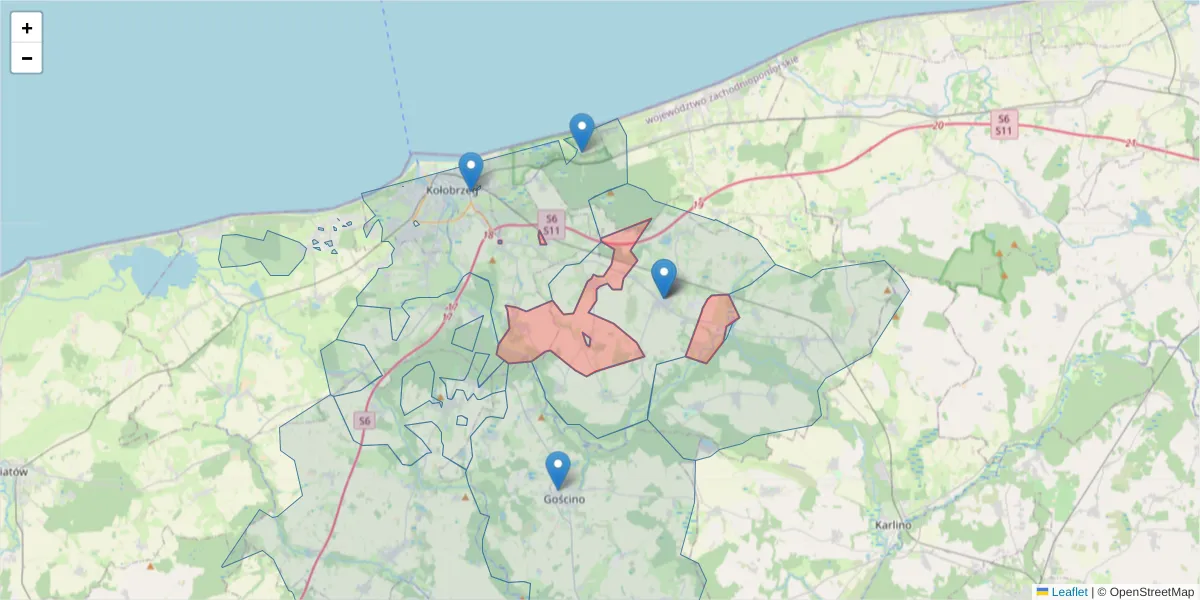 Szczegółowa mapa kodu pocztowego 78-112 z granicami, sąsiednimi kodami pocztowymi i urzędami pocztowymi