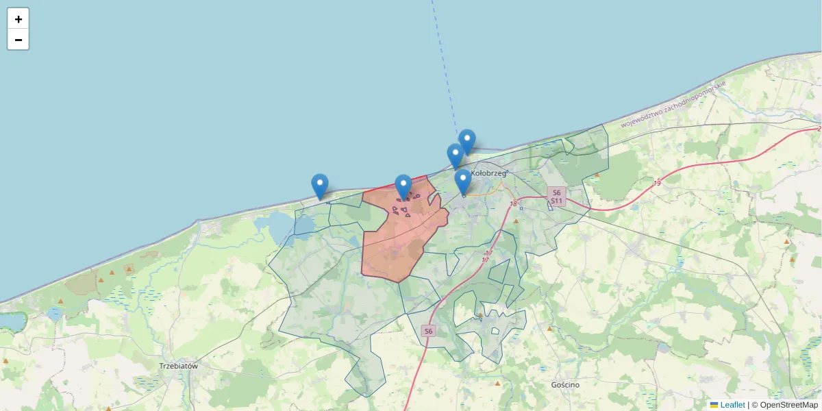Szczegółowa mapa kodu pocztowego 78-132 z granicami, sąsiednimi kodami pocztowymi i urzędami pocztowymi