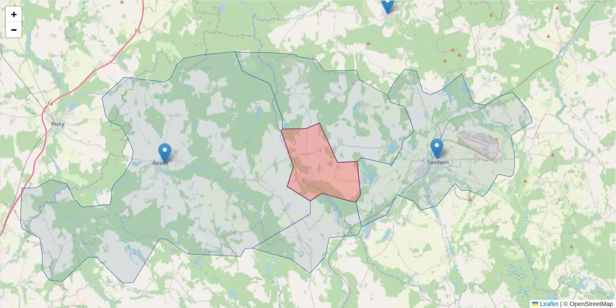 Szczegółowa mapa kodu pocztowego 78-311 z granicami, sąsiednimi kodami pocztowymi i urzędami pocztowymi