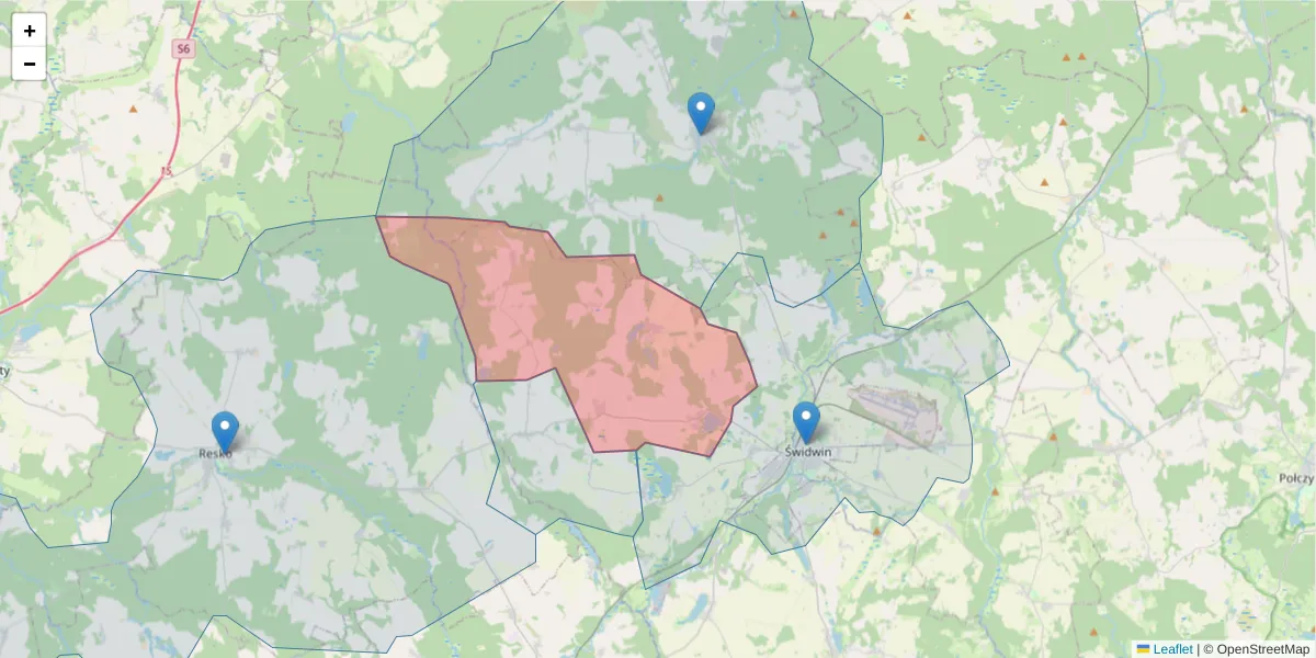 Szczegółowa mapa kodu pocztowego 78-312 z granicami, sąsiednimi kodami pocztowymi i urzędami pocztowymi