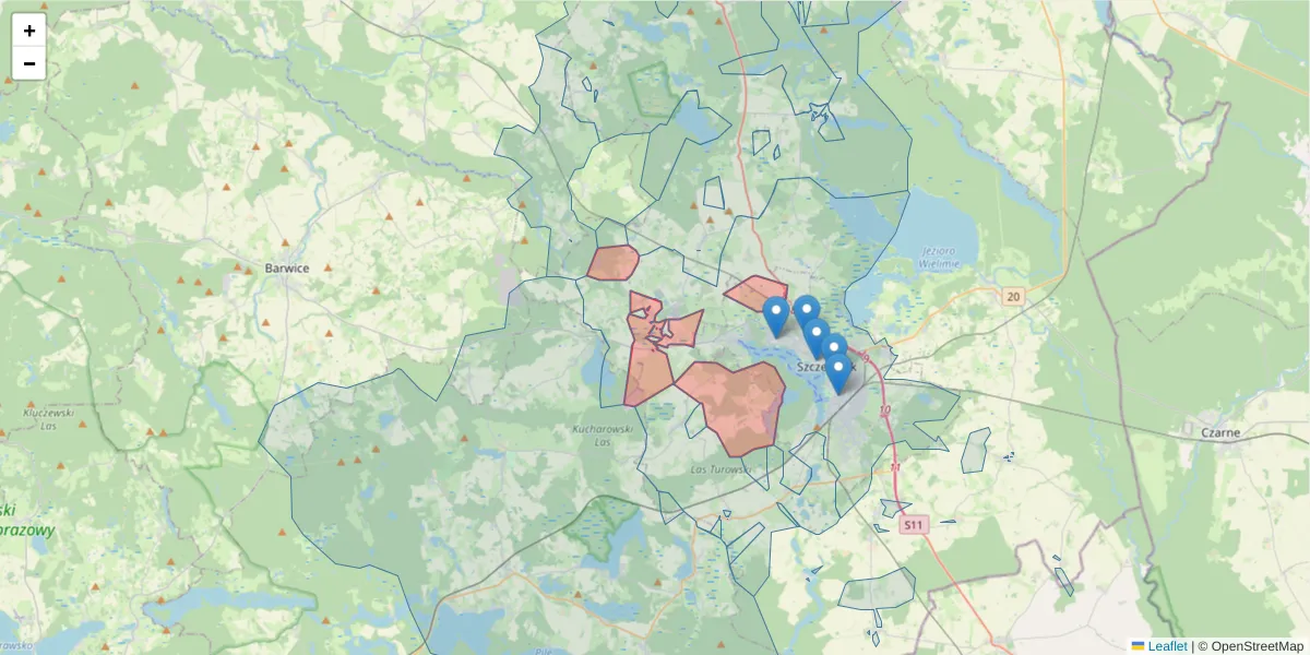 Szczegółowa mapa kodu pocztowego 78-412 z granicami, sąsiednimi kodami pocztowymi i urzędami pocztowymi