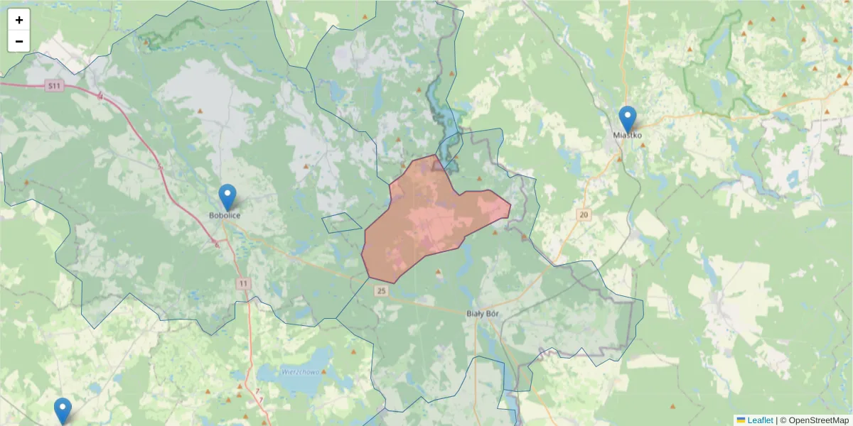 Szczegółowa mapa kodu pocztowego 78-426 z granicami, sąsiednimi kodami pocztowymi i urzędami pocztowymi