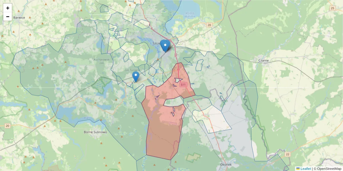 Szczegółowa mapa kodu pocztowego 78-431 z granicami, sąsiednimi kodami pocztowymi i urzędami pocztowymi