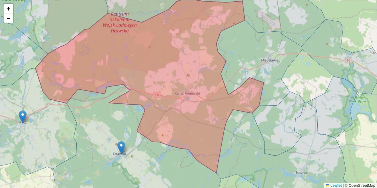 Szczegółowa mapa kodu pocztowego 78-540 z granicami, sąsiednimi kodami pocztowymi i urzędami pocztowymi