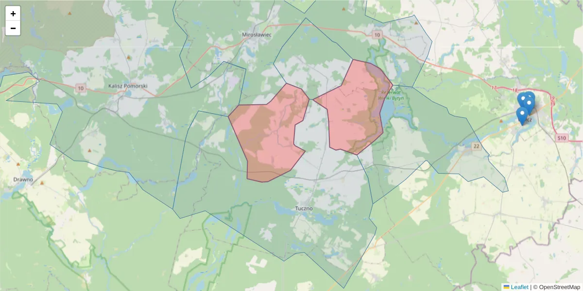 Szczegółowa mapa kodu pocztowego 78-641 z granicami, sąsiednimi kodami pocztowymi i urzędami pocztowymi