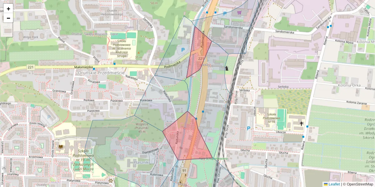 Szczegółowa mapa kodu pocztowego 80-039 z granicami, sąsiednimi kodami pocztowymi i urzędami pocztowymi