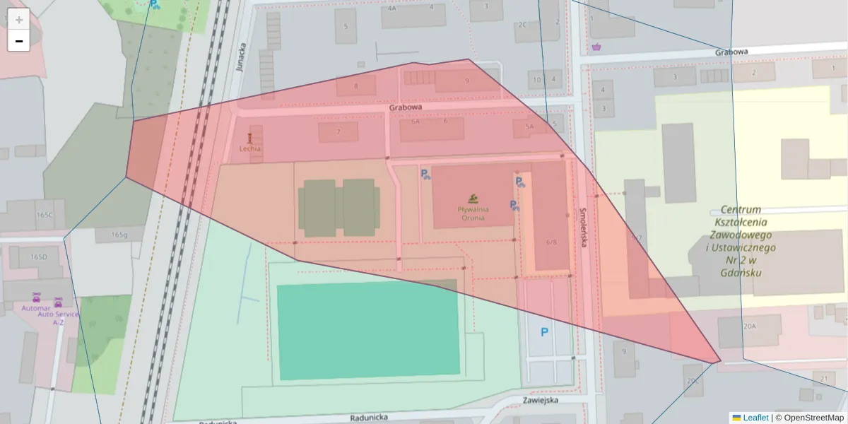 Szczegółowa mapa kodu pocztowego 80-060 z granicami, sąsiednimi kodami pocztowymi i urzędami pocztowymi