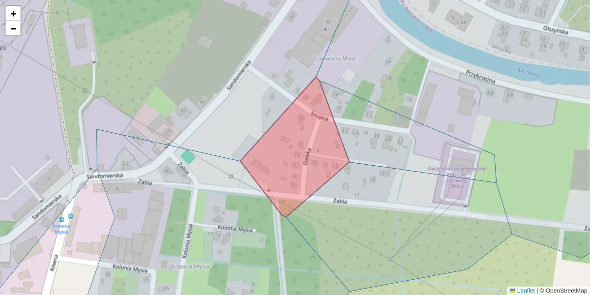 Szczegółowa mapa kodu pocztowego 80-071 z granicami, sąsiednimi kodami pocztowymi i urzędami pocztowymi