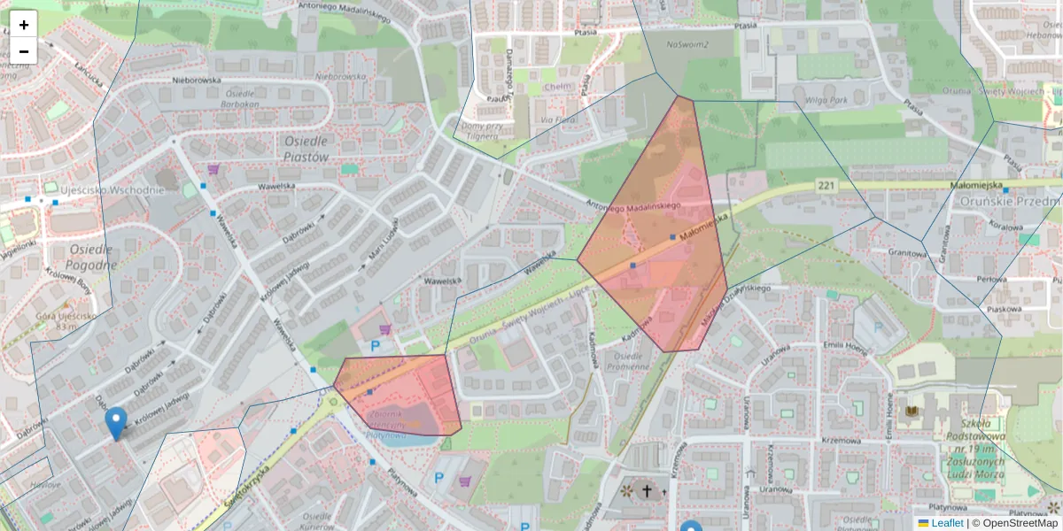 Szczegółowa mapa kodu pocztowego 80-078 z granicami, sąsiednimi kodami pocztowymi i urzędami pocztowymi