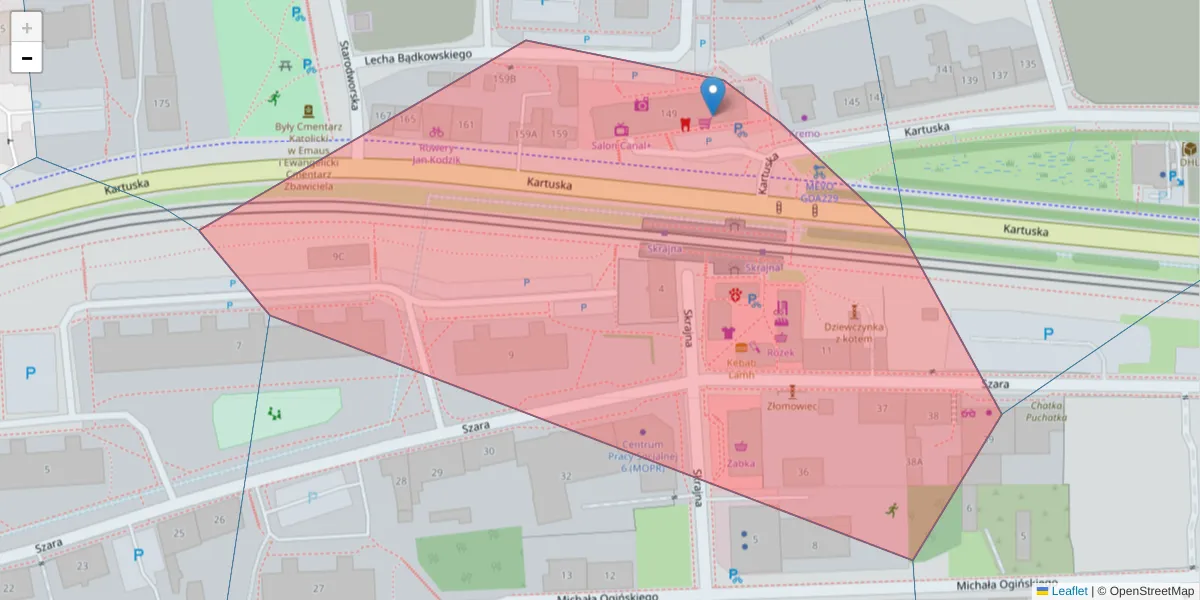 Szczegółowa mapa kodu pocztowego 80-138 z granicami, sąsiednimi kodami pocztowymi i urzędami pocztowymi