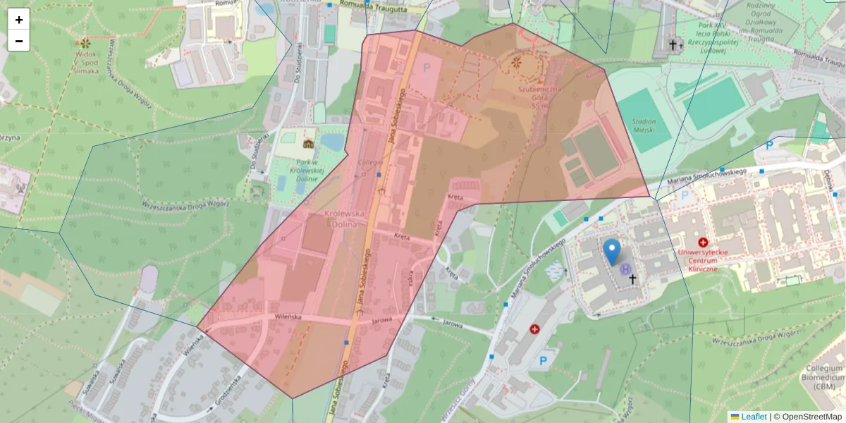 Szczegółowa mapa kodu pocztowego 80-216 z granicami, sąsiednimi kodami pocztowymi i urzędami pocztowymi