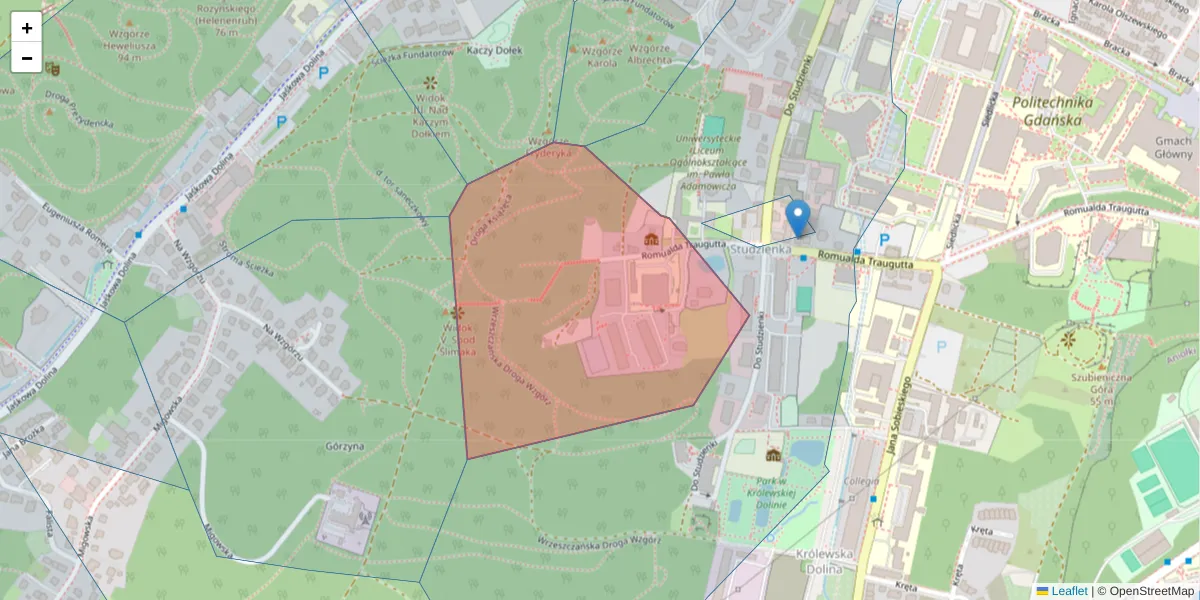 Szczegółowa mapa kodu pocztowego 80-226 z granicami, sąsiednimi kodami pocztowymi i urzędami pocztowymi