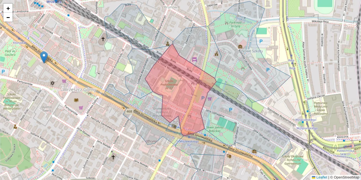 Szczegółowa mapa kodu pocztowego 80-239 z granicami, sąsiednimi kodami pocztowymi i urzędami pocztowymi