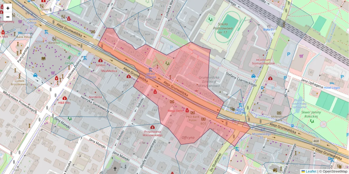 Szczegółowa mapa kodu pocztowego 80-241 z granicami, sąsiednimi kodami pocztowymi i urzędami pocztowymi