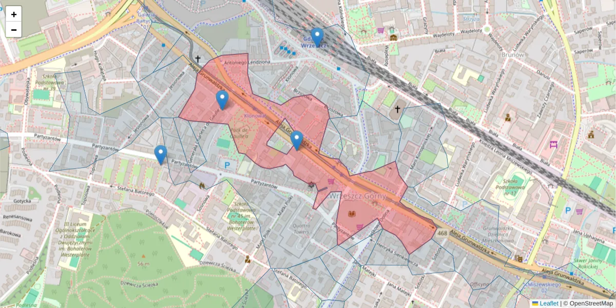 Szczegółowa mapa kodu pocztowego 80-244 z granicami, sąsiednimi kodami pocztowymi i urzędami pocztowymi