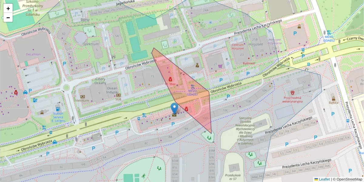 Szczegółowa mapa kodu pocztowego 80-334 z granicami, sąsiednimi kodami pocztowymi i urzędami pocztowymi