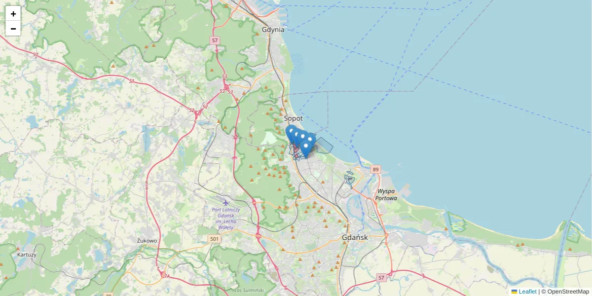 Szczegółowa mapa kodu pocztowego 80-354 z granicami, sąsiednimi kodami pocztowymi i urzędami pocztowymi