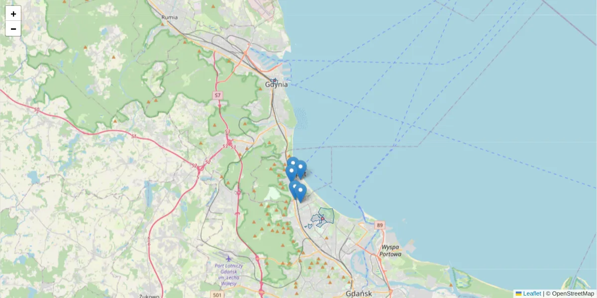 Szczegółowa mapa kodu pocztowego 80-364 z granicami, sąsiednimi kodami pocztowymi i urzędami pocztowymi