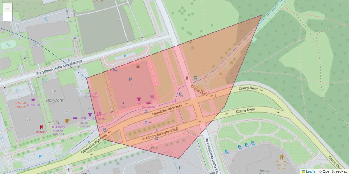 Szczegółowa mapa kodu pocztowego 80-366 z granicami, sąsiednimi kodami pocztowymi i urzędami pocztowymi