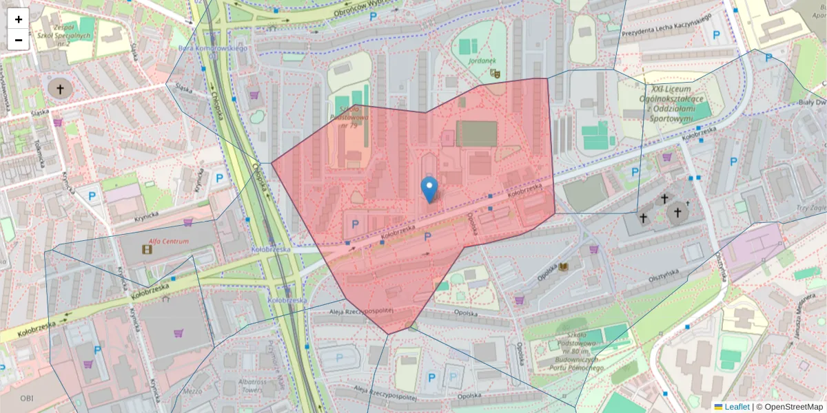 Szczegółowa mapa kodu pocztowego 80-397 z granicami, sąsiednimi kodami pocztowymi i urzędami pocztowymi