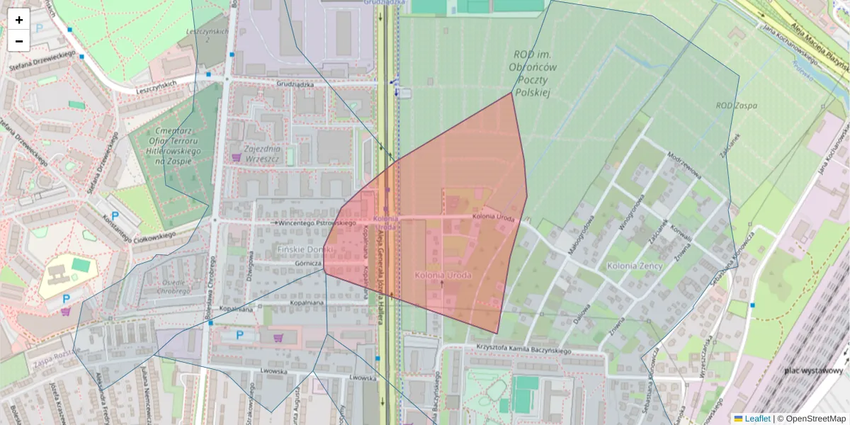 Szczegółowa mapa kodu pocztowego 80-412 z granicami, sąsiednimi kodami pocztowymi i urzędami pocztowymi