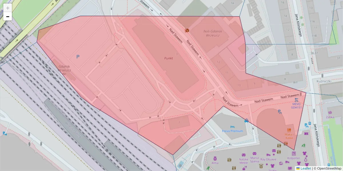 Szczegółowa mapa kodu pocztowego 80-454 z granicami, sąsiednimi kodami pocztowymi i urzędami pocztowymi