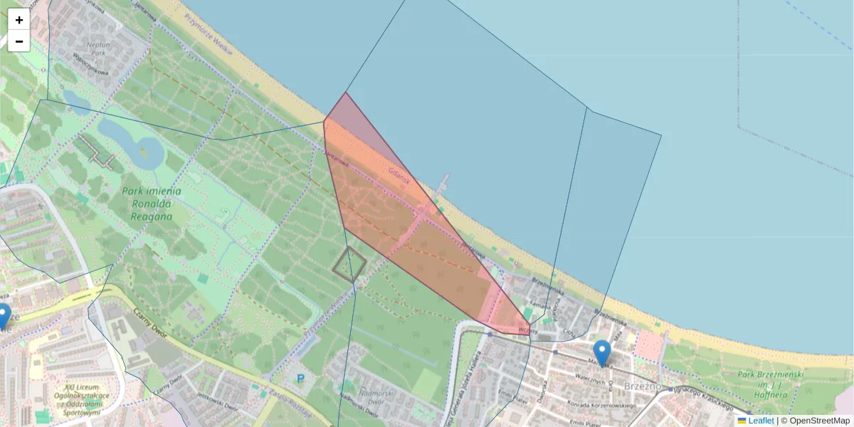 Szczegółowa mapa kodu pocztowego 80-509 z granicami, sąsiednimi kodami pocztowymi i urzędami pocztowymi