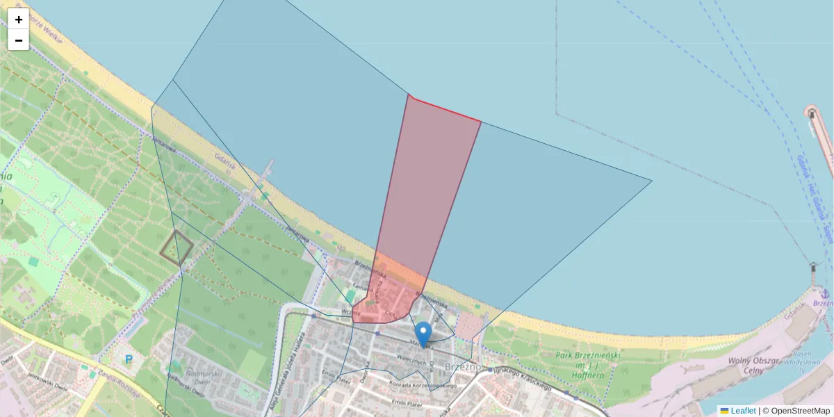Szczegółowa mapa kodu pocztowego 80-512 z granicami, sąsiednimi kodami pocztowymi i urzędami pocztowymi