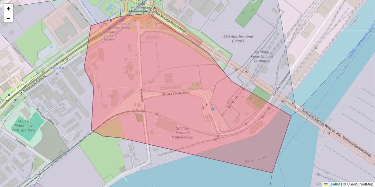 Szczegółowa mapa kodu pocztowego 80-556 z granicami, sąsiednimi kodami pocztowymi i urzędami pocztowymi