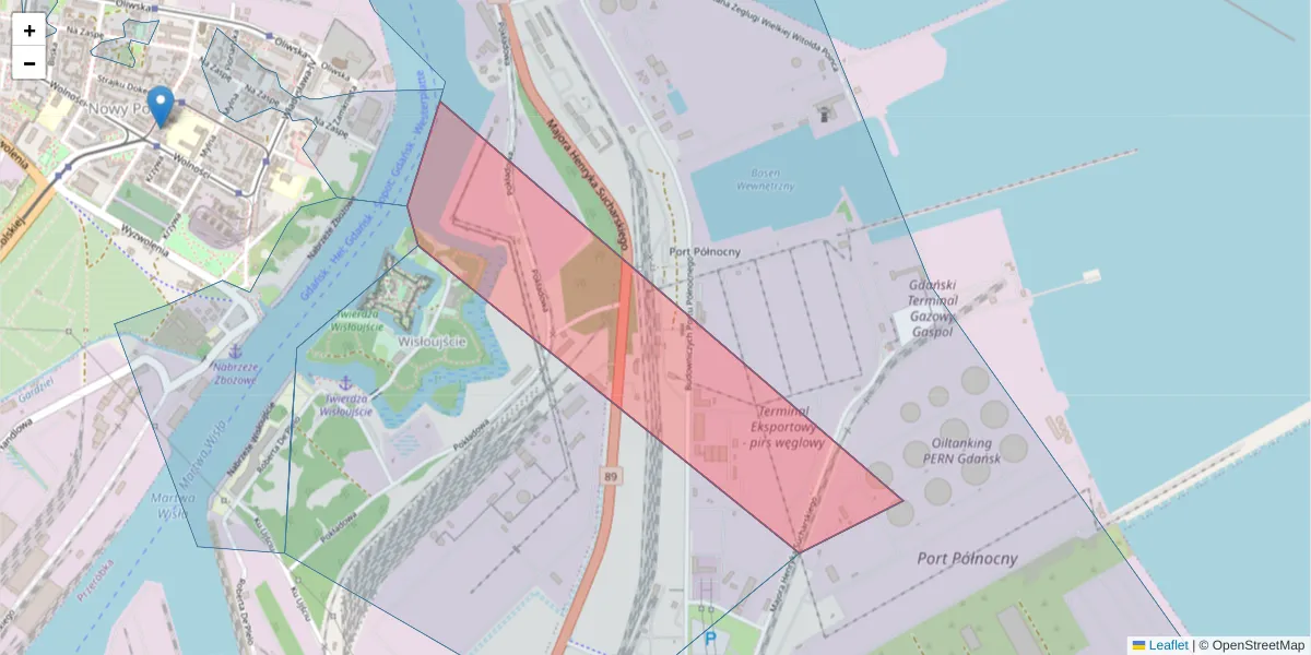 Szczegółowa mapa kodu pocztowego 80-561 z granicami, sąsiednimi kodami pocztowymi i urzędami pocztowymi